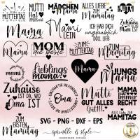 Plotterdatei Muttertag , Mama du bist svg Digistamp, Mama Fingerabdruck, Laserdatei, Cricut, Deutsche Sprüche 23x Bild 1