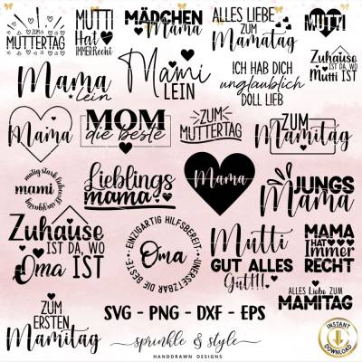 Plotterdatei Muttertag , Mama du bist svg Digistamp, Mama Fingerabdruck, Laserdatei, Cricut, Deutsche Sprüche 23x