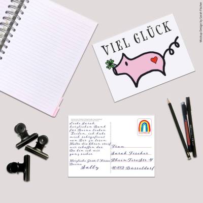 Printable Karte Glücksschweinchen