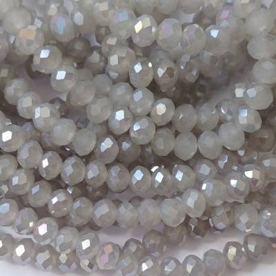 1 Strang Glasschliffperlen 6x4mm Strang hellgrau alabaster AB (1386)