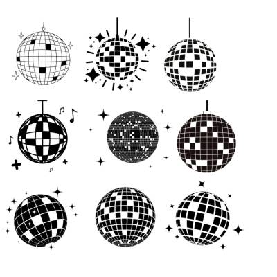 Disco Ball Bundle PNG SVG Datei - Download Plotterdatei - svg png Datei - Discokugel 70er Jahre