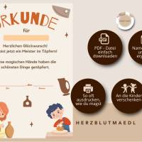Töpfer-Urkunde für Kinder – Personalisierte Urkunde zum Ausdrucken für Töpfer-Events, Kindergeburtstage, Workshops Bild 3