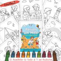 52 Ausmalbilder Ferien am Meer für Kinder ab 4 Jahren, PDF-Download Bild 1