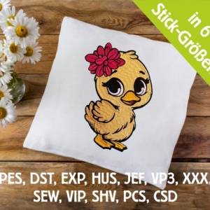 Stickdatei Entchen Schnuggelinchen in 6 Größen, Maschinenstickerei, Stickmuster mit Tier Motiv Bild 1