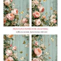 4 florale Vintage Grafiken zum Download - 4 JPG Dateien, 300 dpi - Romantic Rose - 600000 Bild 1