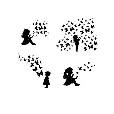 Mädchen mit Schmetterling Bundle PNG SVG Datei - Download Plotterdatei - Plotter File - Kleines Mädchen von Schmetterlin