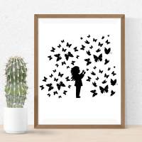 Mädchen mit Schmetterling Bundle PNG SVG Datei - Download Plotterdatei - Plotter File - Kleines Mädchen von Schmetterlin Bild 4