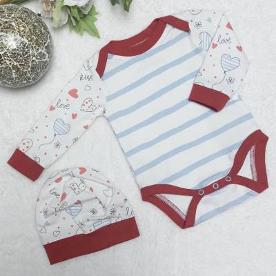 Baby Set 2-teilig “Herzen Love” Baby Body inkl. Mütze Größe 62/68