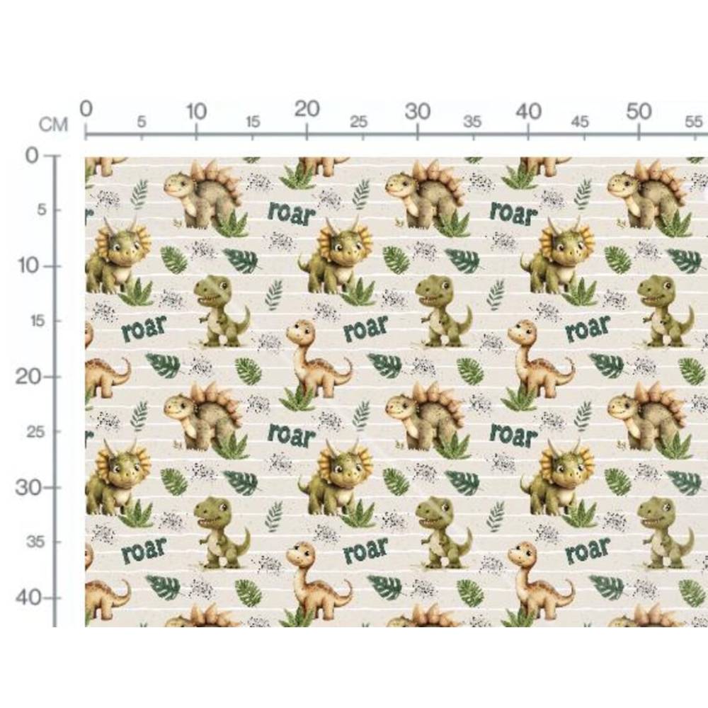 Stoff, Meterware Dino, Dinosaurier, Streifen, Dschungel, Jungs
