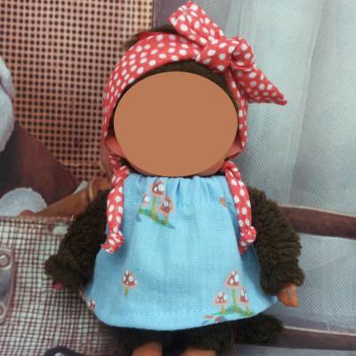 Äffchenkleidung Sommerkleid Blau Rot und Bandana passend für Äffchen Bären Stofftiere Plüschtiere 20 cm Neu #