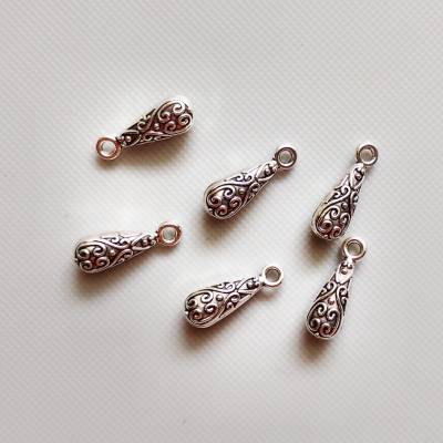 6/10 Stück Mini Tropfen Anhänger Charms Antiksilber