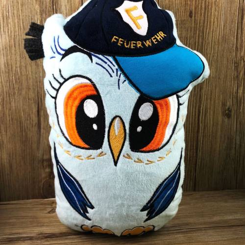 Stickdatei ITH Eule Feuerwehr für Rahmen 16×26, Maschinenstickerei, ITH Stickmuster mit Tiermotiv