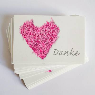 Danke Minikarten Visitenkartenformat Motiv rosa Herz B-Ware 