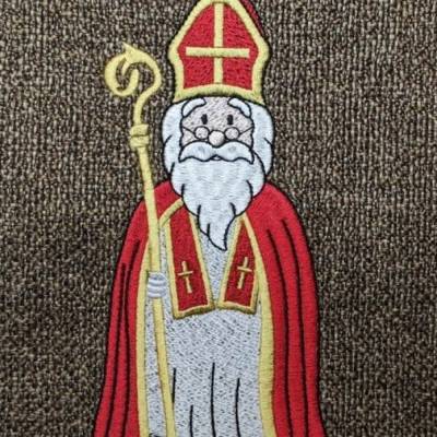 *  10 x 18 cm, Nikolaus mit Mitra und Stab * Vollstick , Heiliger Nikolaus, Sankt Nikolaus