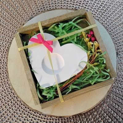 Geschenkset Geschenk Teelichthalter Herz Liebe Geburtstag Mitbringsel Kerze Licht