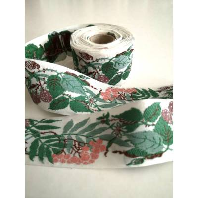 Gewebtes Dekoband aus Baumwolle mit wunderschönem Herbstmotiv und kleiner Schnecke 3,5cm breit für Deko und N&