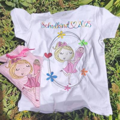 Stickdatei Mädchen mit Schultüte, Einschulung Schulkind Set 2537
