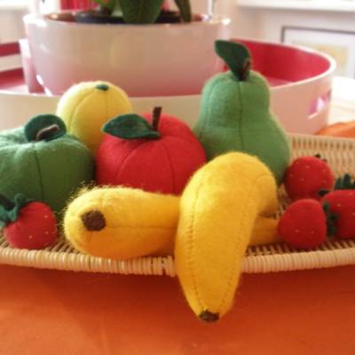 Obst Sortiment aus Filz handgenäht für den Kaufladen und Kinderküche, Spielküche, Filz Lebensmittel Set