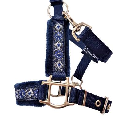 Halfter Shetty XS Victoria – Blau Gold, 3-fach verstellbar, personalisierbar