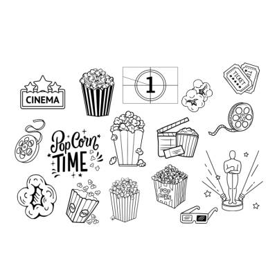 Popcorn Kino Cinema Bundle PNG SVG Datei - Download Plotterdatei - Plotter File - Ticket 3D Brille Ticket 3D Glasses Osc