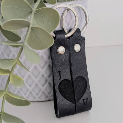 Personalisierter Leder Schlüsselbund mit Gravur – Schlüsselanhänger zur ledernen Hochzeit