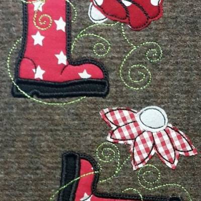 * Stiefel und Blumen  Applikation / Doodle