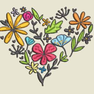 Stickdatei Blumenherz in 6 Größen, Maschinenstickerei, Stickmuster mit Blumen Motiv Bild 2
