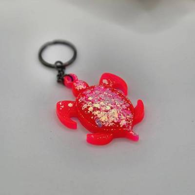 Schlüsselanhänger Schildkröte Neon Pink