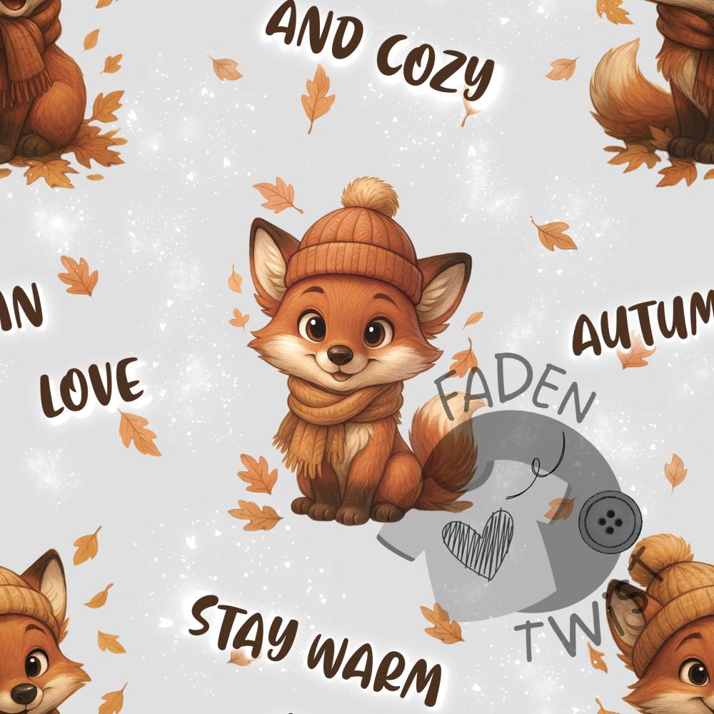 Stoff Meterware Fuchs, Kürbis, Halloween, Herbst, Stay Warm and