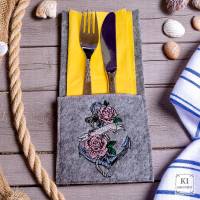 Stickdateien Set Anker mit ITH – Maritimes Anker-Motiv, Bestecktasche & MugRug ab 10x10 cm Bild 6