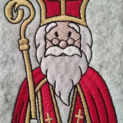 *  9 x 13 cm, Nikolaus mit Mitra und Stab * Vollstick , Heiliger Nikolaus, Sankt Nikolaus