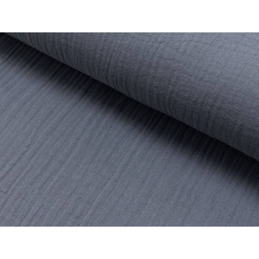 Double Gauze Musselin Stoff Unifarben Grau