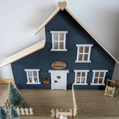 Wichtelhaus blau – Einzigartiges Dekohaus für Miniaturlandschaften & Wichteltüren