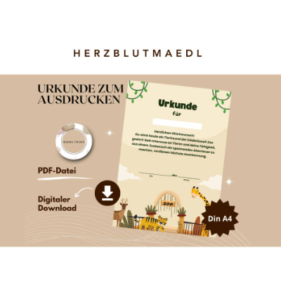 Geburtstag im Zoo für Kinder mit Tiermotiven | DIN A4 Schulausflug in den Zoo
