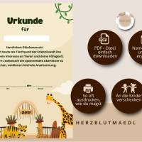 Geburtstag im Zoo für Kinder mit Tiermotiven | DIN A4 Schulausflug in den Zoo Bild 2
