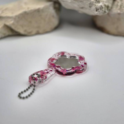 Mini Handspiegel Blume pink