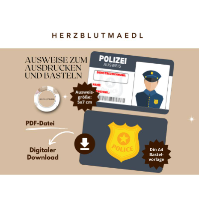 Polizei-Ausweis zum Ausdrucken – Kreative Mitgebsel für Kindergeburtstag & Polizei-Party