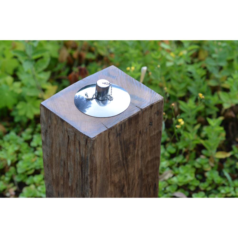 Gartenfackel Aus Eiche - Handgefertigte Ölfackel Mit Kindersicherung