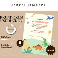 Personalisierte Dino Urkunde – Mitgebsel für Dinoparty, Dinosaurier Kindergeburtstag, Dino Forscher Zertifikat Bild 1