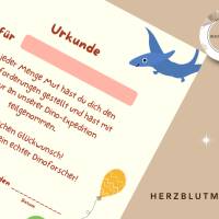 Personalisierte Dino Urkunde – Mitgebsel für Dinoparty, Dinosaurier Kindergeburtstag, Dino Forscher Zertifikat Bild 4