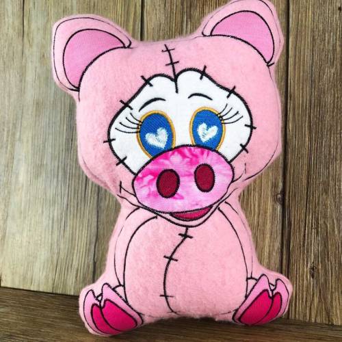 Stickdatei ITH Schwein PINKY für Rahmen 20×30cm, Maschinenstickerei, ITH Stickmuster mit Tiermotiv