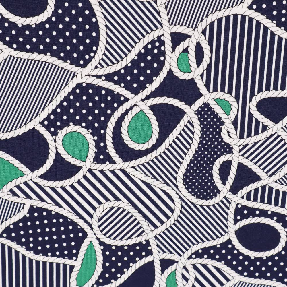 Dunkelblau Weiss Viskose Jersey Punkte Stoff Viskose Jersey Mit