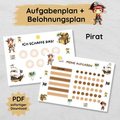 Piraten Wochen Aufgabenplan und Belohnungsplan für Kinder zum Ausdrucken