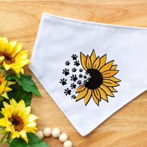 Stickdatei Sonnenblume mit Hundepfoten in 6 Größen, Maschinenstickerei, Stickmuster mit Blumen und Hunde Motiv Bild 6