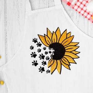 Stickdatei Sonnenblume mit Hundepfoten in 6 Größen, Maschinenstickerei, Stickmuster mit Blumen und Hunde Motiv Bild 8