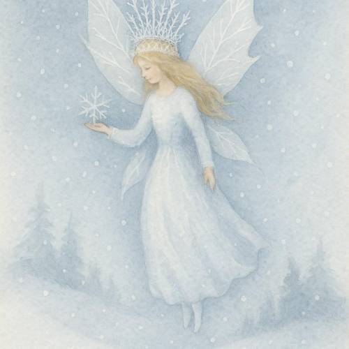 Monatskarte Januar, Postkarte, Winterfee, Postkarte Jahreszeitentisch, waldorfinspiriert, Winterelfe Aquarell, Grußkarte