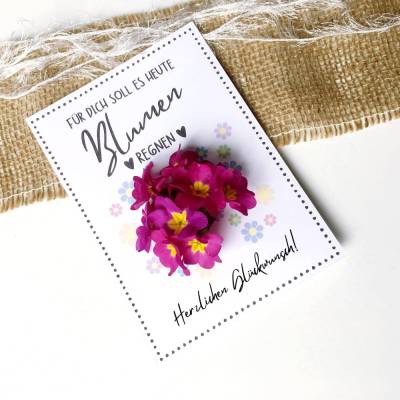 Druckvorlage Karte Glückwunsch, Blumenregen, zum Ausdrucken, zum Geburtstag, Gratulieren, Jubiläum, Schulabschluss