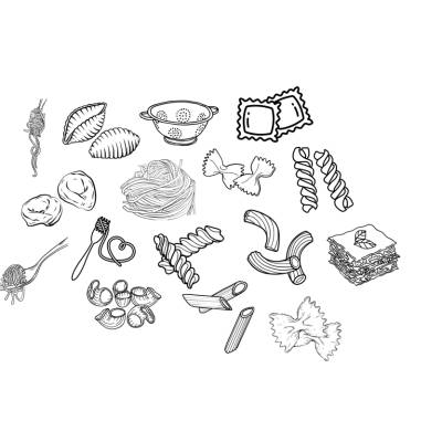 Pasta Nudeln Bundle PNG SVG Datei - Download Plotterdatei - Plotter File - Noodles Italia Italien Spaghetti Farfalle 