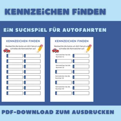 Nummernschilder finden – Spiel gegen Langeweile auf Autofahrten, Reisen mit dem Auto, Urlaubsreisen