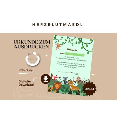 Dschungelparty Mitgebsel – Personalisierte Urkunden zum Ausdrucken für Kindergeburtstag & Abenteuerfeier